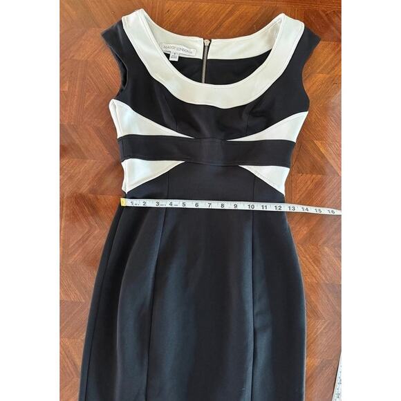 Maggy London Black White Sheath Dress Size 4 Colorblock Sleeveless - Picture 11 of 12